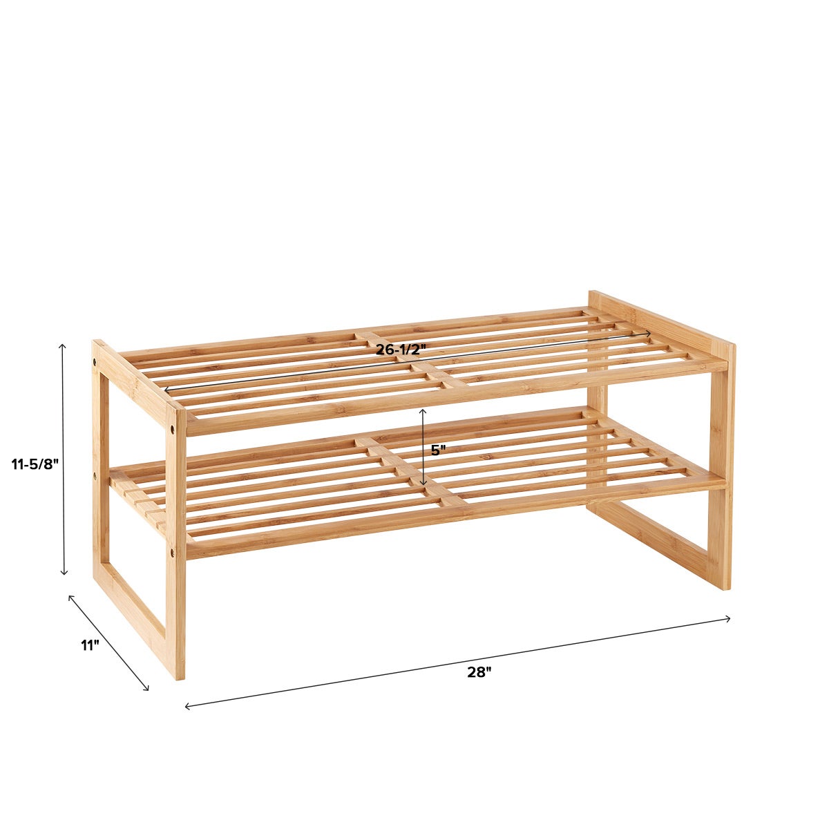2 Tier Bamboo Stackable Shoe Rack — alt view