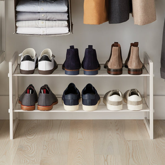 2 Tier Stackable Mesh Shoe Shelf