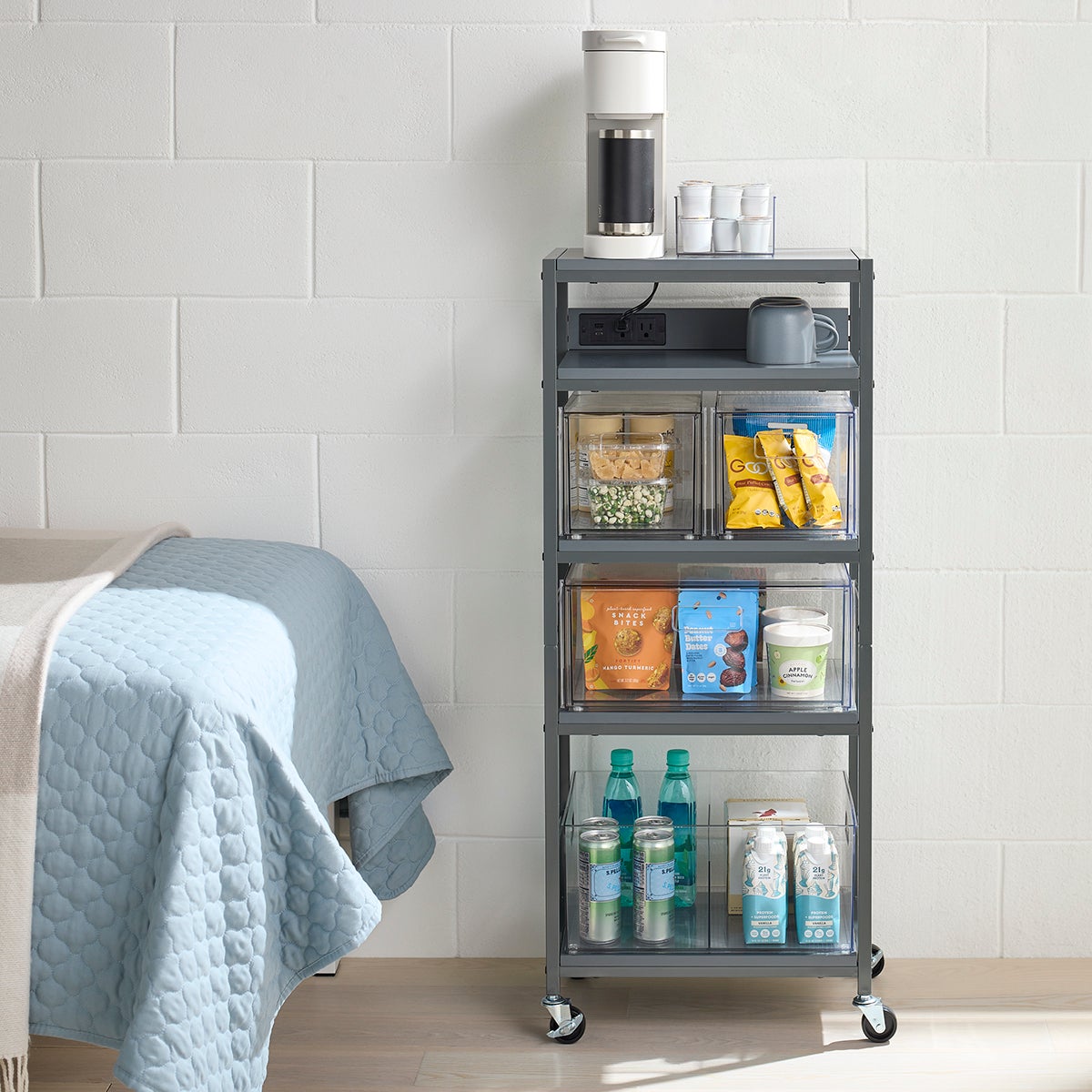 5 Shelf Rolling Power Cart