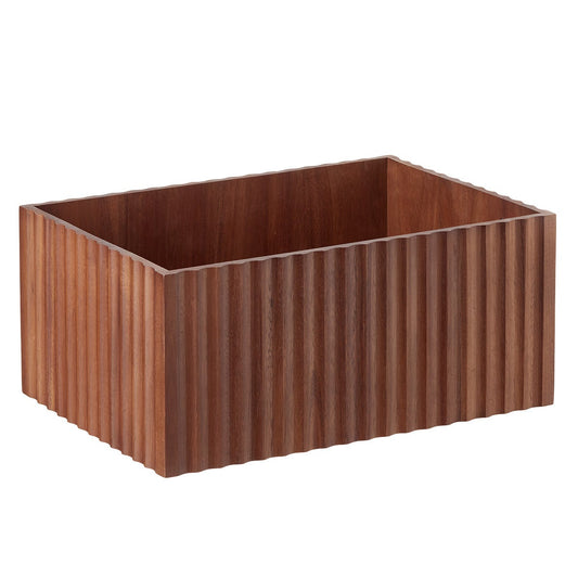 Fluted Acacia Bin