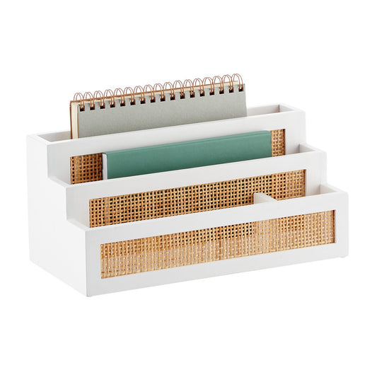 Rattan Cane Desktop Organizer