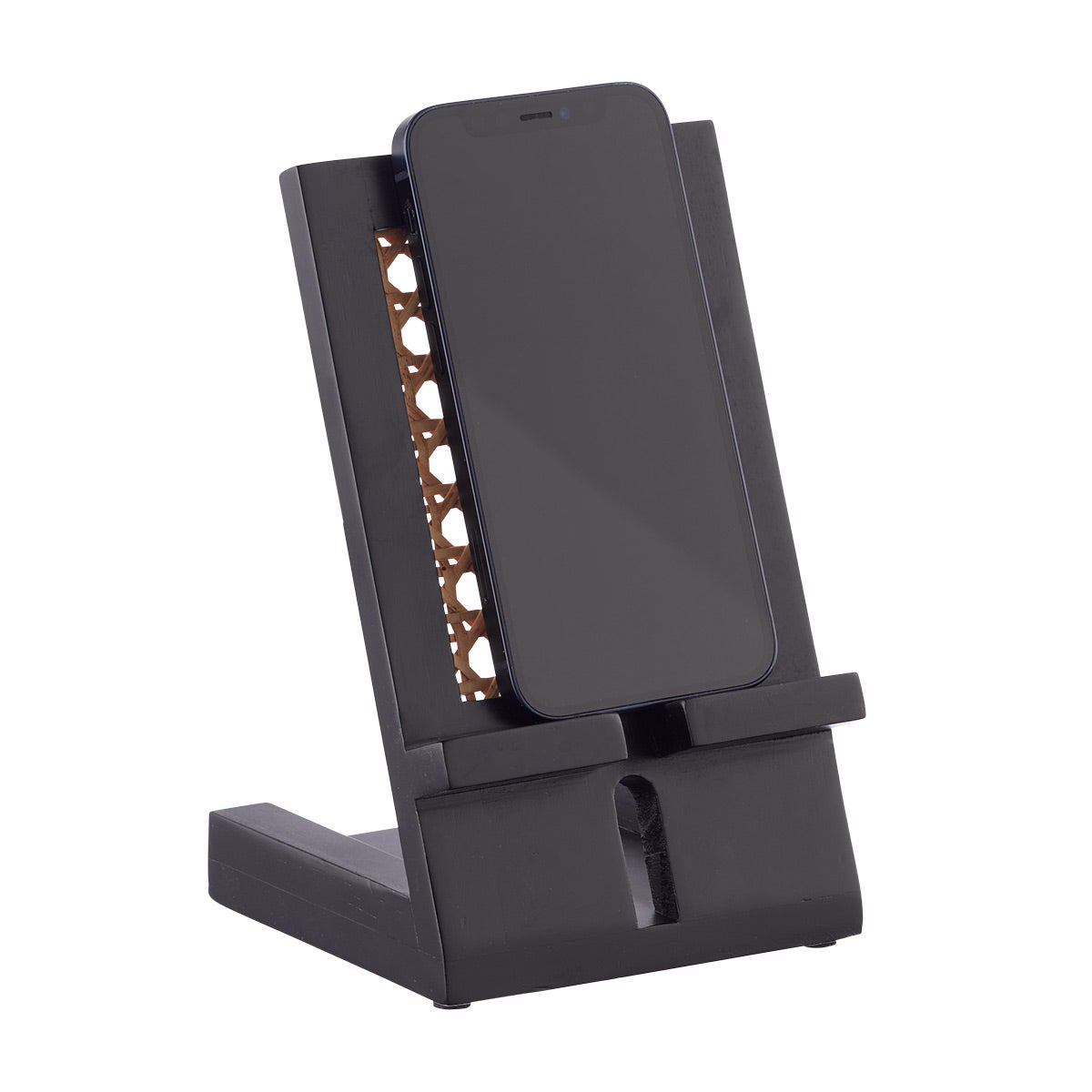 Rattan Cane Phone Tablet Stand — alt view