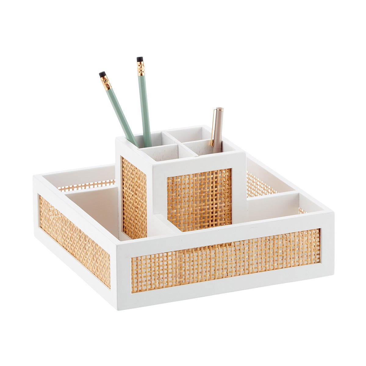 Rattan Cane Square Rotating Organizer