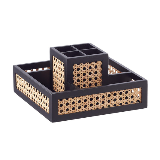Rattan Cane Square Rotating Organizer