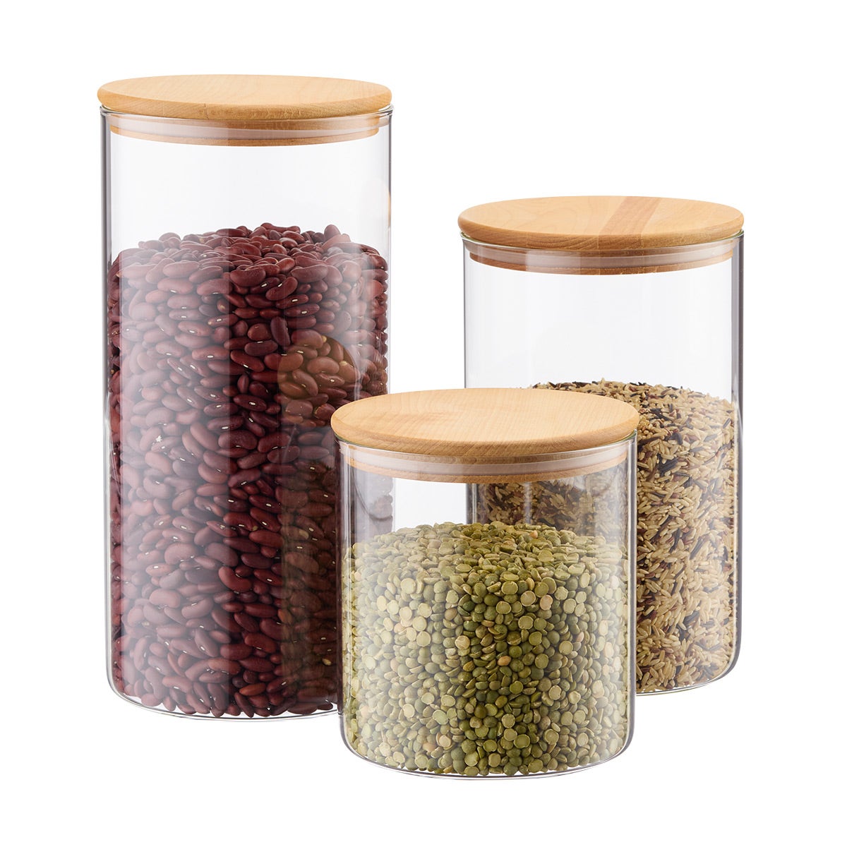Birch and Glass Round Canister