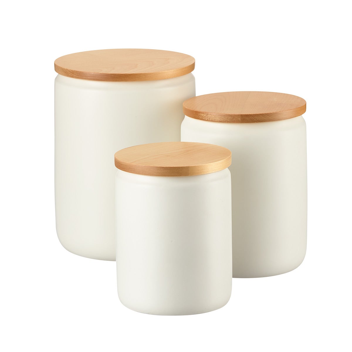 Birch and Stoneware Canister