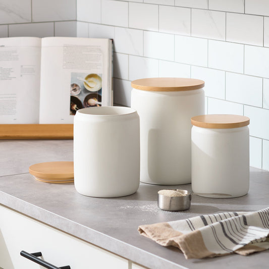Birch and Stoneware Canister — alt view