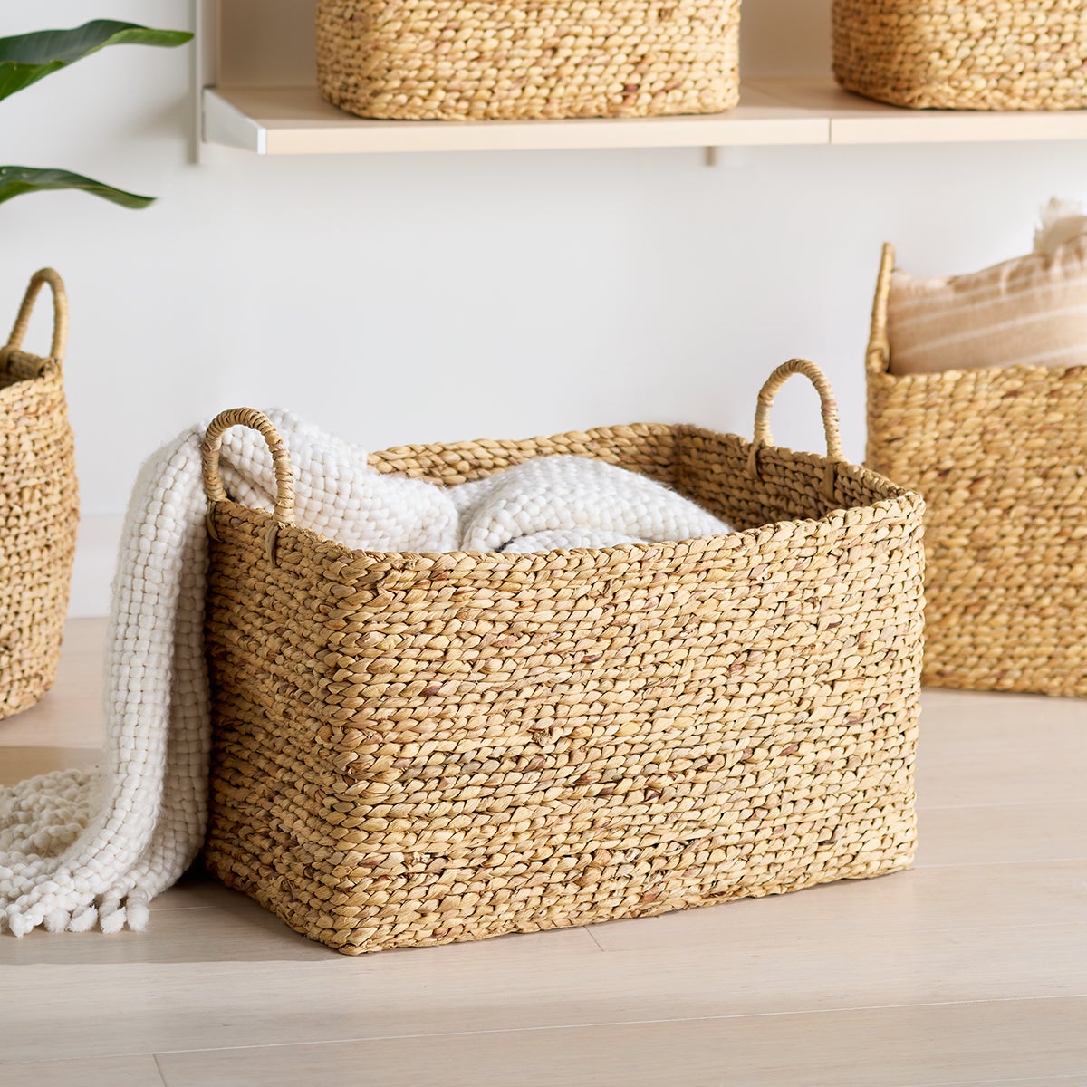 Callan Water Hyacinth Blanket Basket — alt view