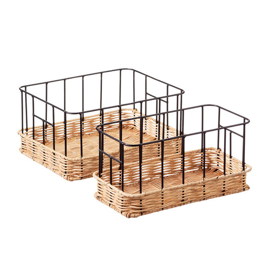 Iron and Rattan Bins