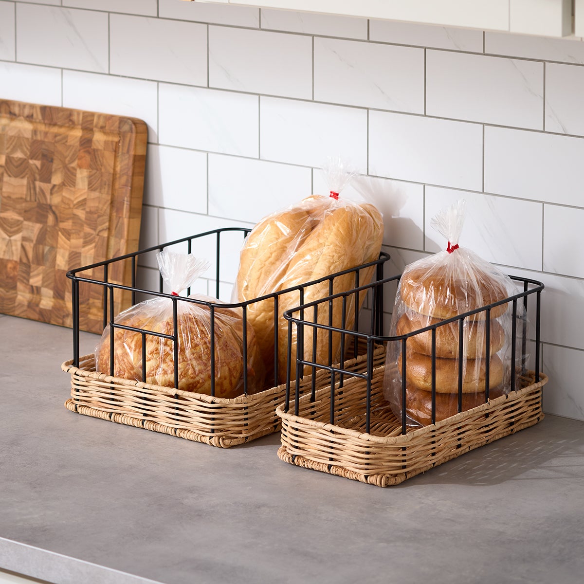 Iron and Rattan Bins — alt view