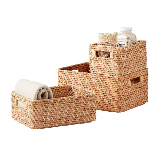 Rattan Bin with Handles