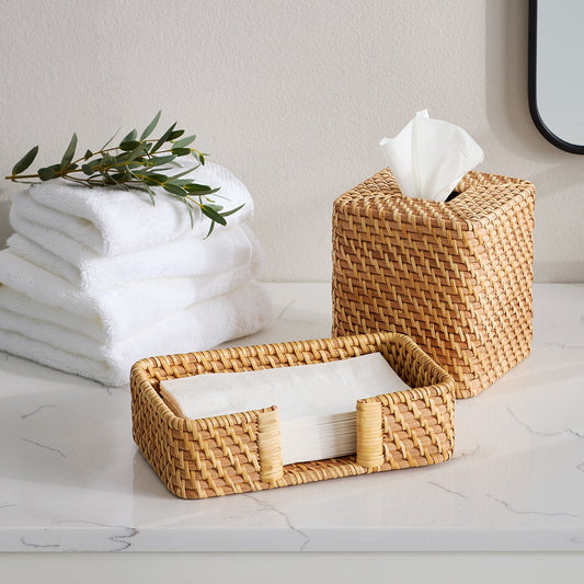 Rattan Guest Towel Tray — alt view