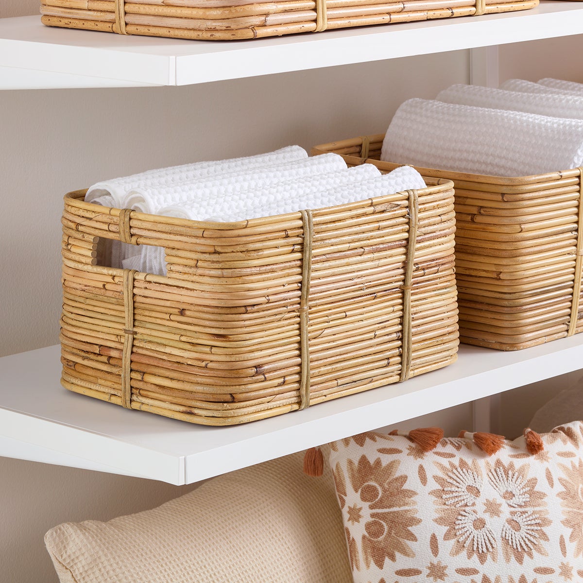 Reeded Rattan Bin — alt view