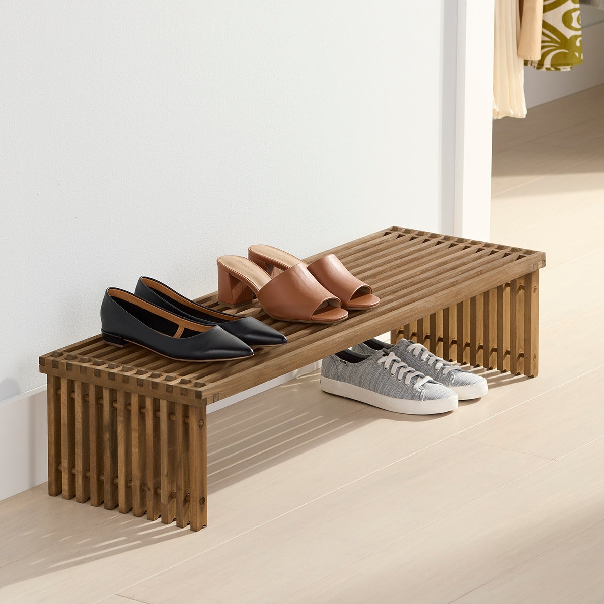 Slatted Wood Shoe Shelf — alt view