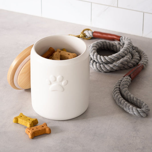 Stoneware Paw Print Canister — alt view