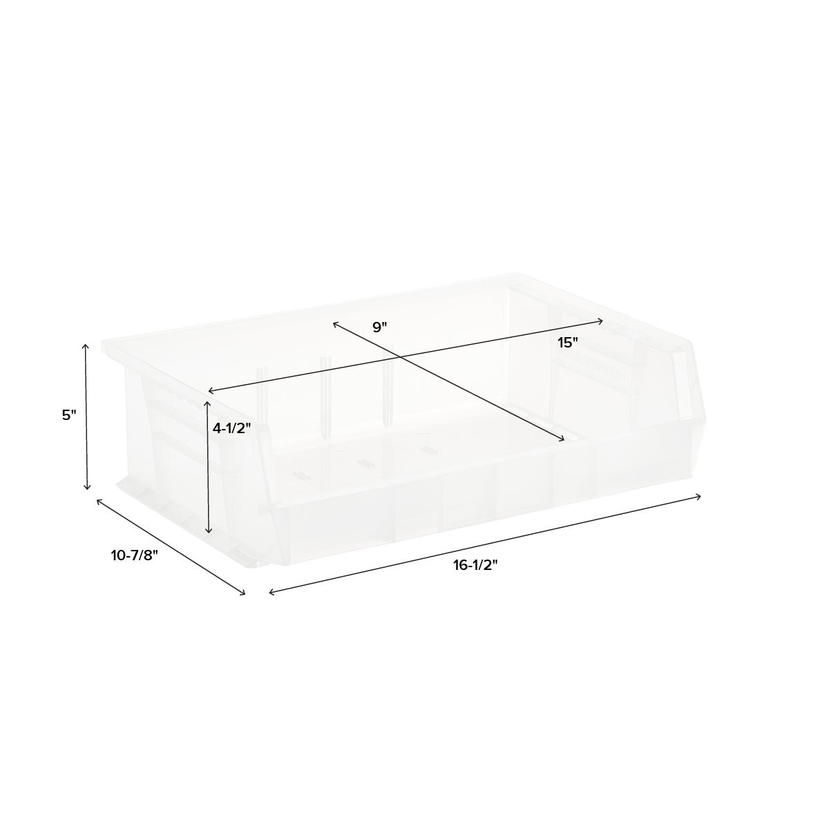 Extra Wide Stackable Plastic Bins — alt view