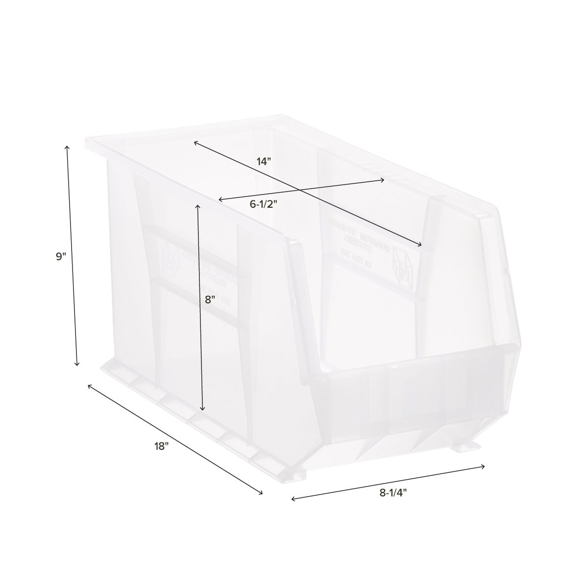 Narrow Large Stackable Plastic Bins — alt view