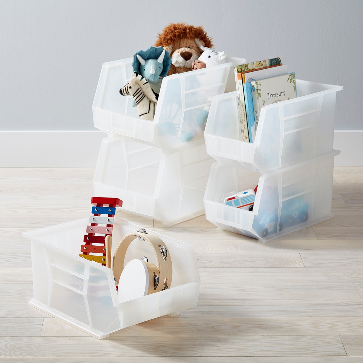 Narrow Stackable Plastic Bin — alt view