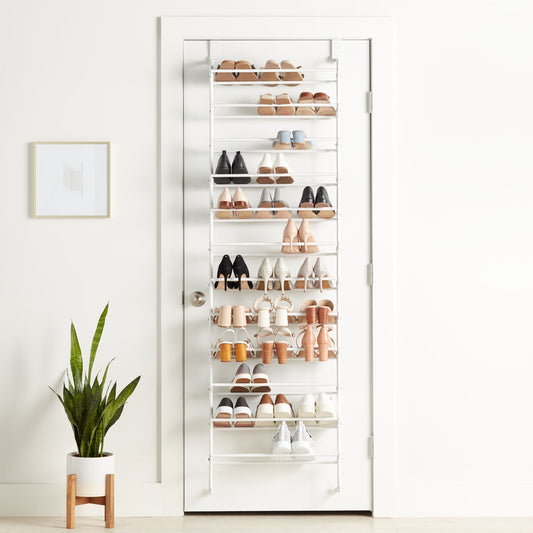 White 12 Tier Over the Door Shoe Rack
