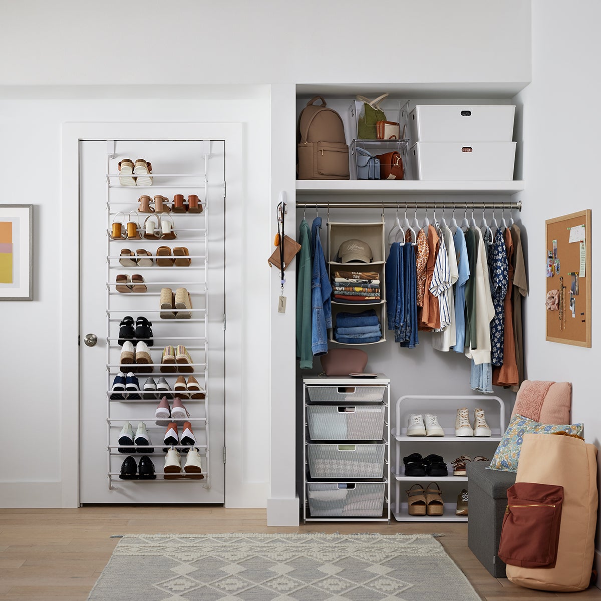 White 12 Tier Over the Door Shoe Rack — alt view