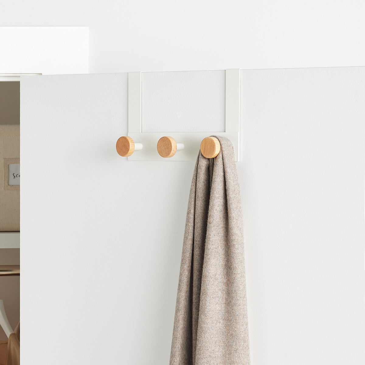 White Natural Oslo Over Door Hook Rack — alt view