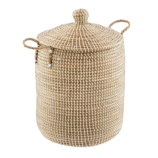 White Seagrass Hamper with Lid