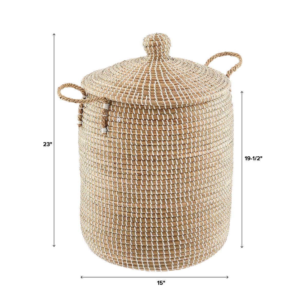 White Seagrass Hamper with Lid — alt view