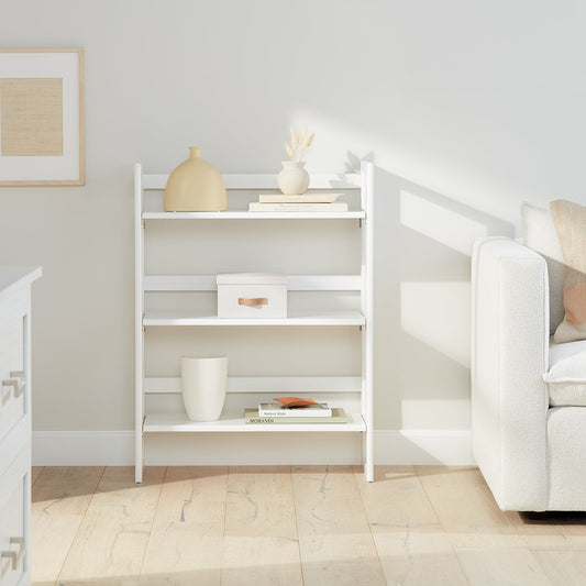 White Solid Wood Stackable Folding Bookshelf — alt view