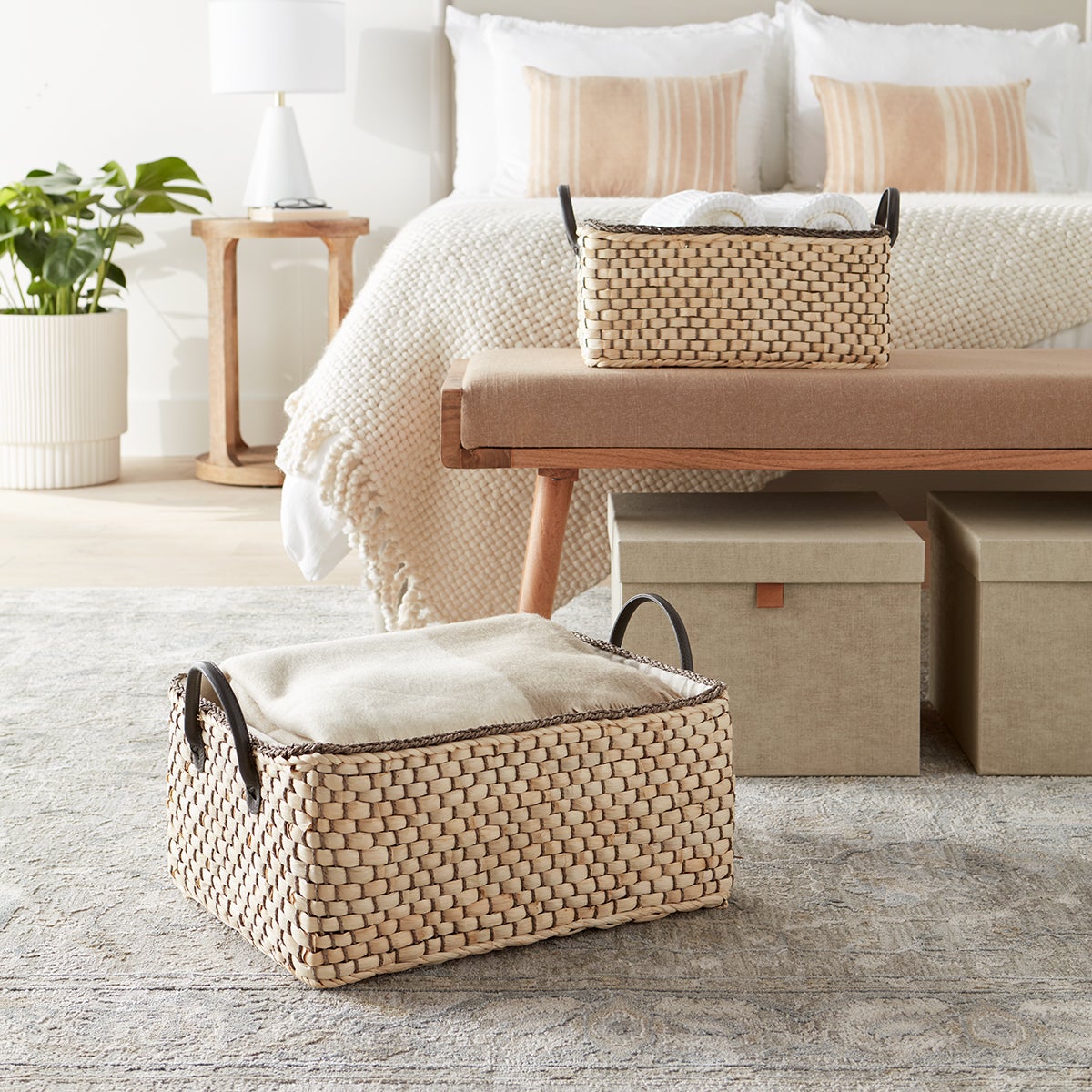 Woven Maize Loft Storage Bins with Handles