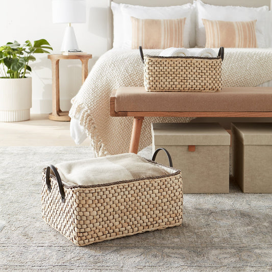 Woven Maize Loft Storage Bins with Handles