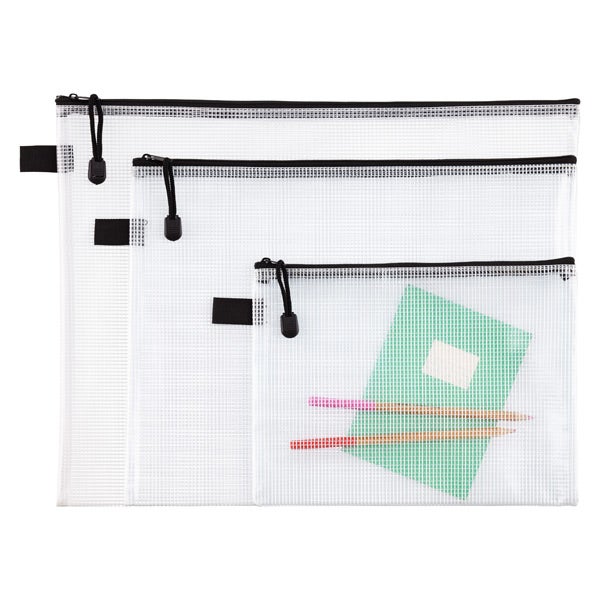 Zippered Vinyl Mesh Pouches